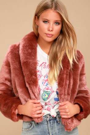Lana Rusty Rose Faux Fur Cropped Coat 2