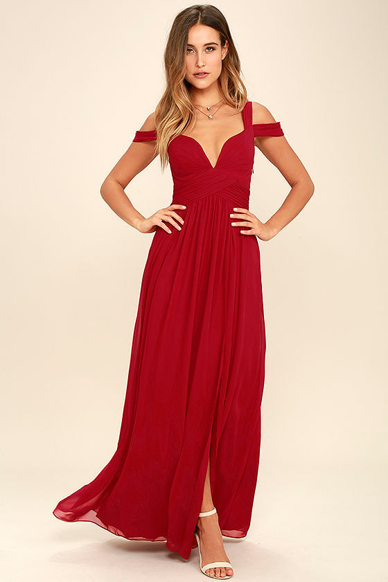 Elegant Wine Red Dress  Maxi Dress  Cocktail Dress  