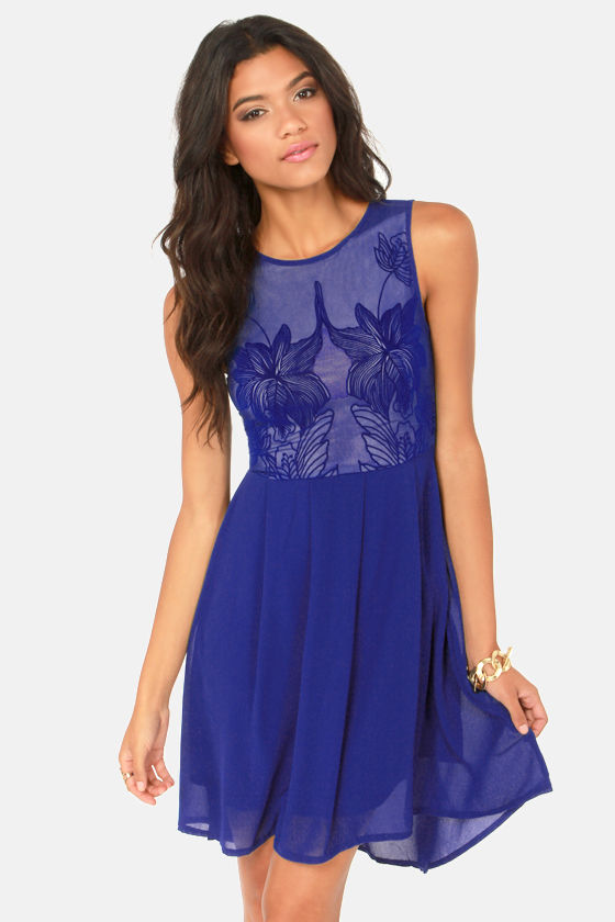 Lovely Blue Dress - Midi Dress - Sleeveless Dress - $42.00