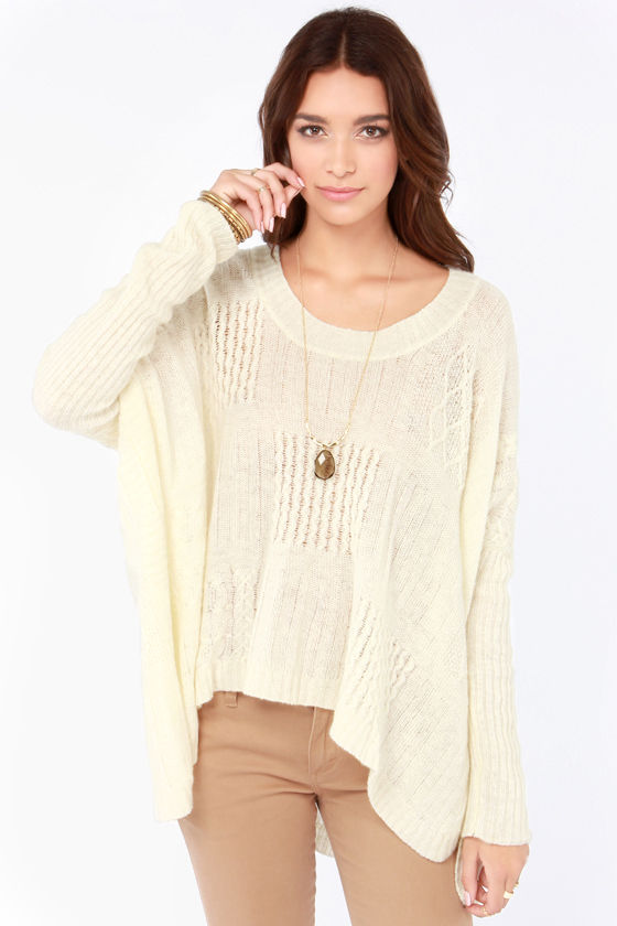 Cute Cream Sweater - Oversized Sweater - Cable Knit Sweater ...