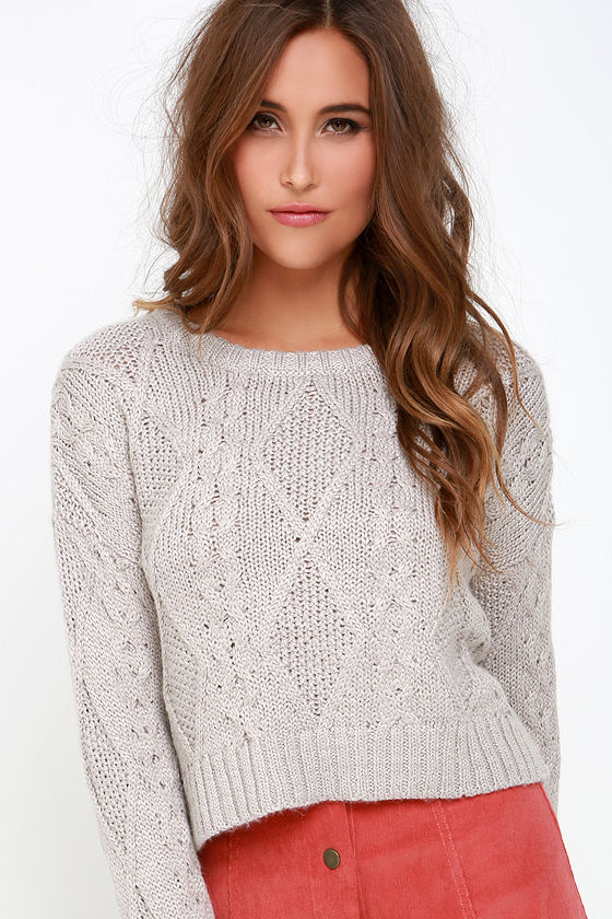 Obey Atherton Sweater - Cropped Sweater - Light Grey Sweater - $74.00