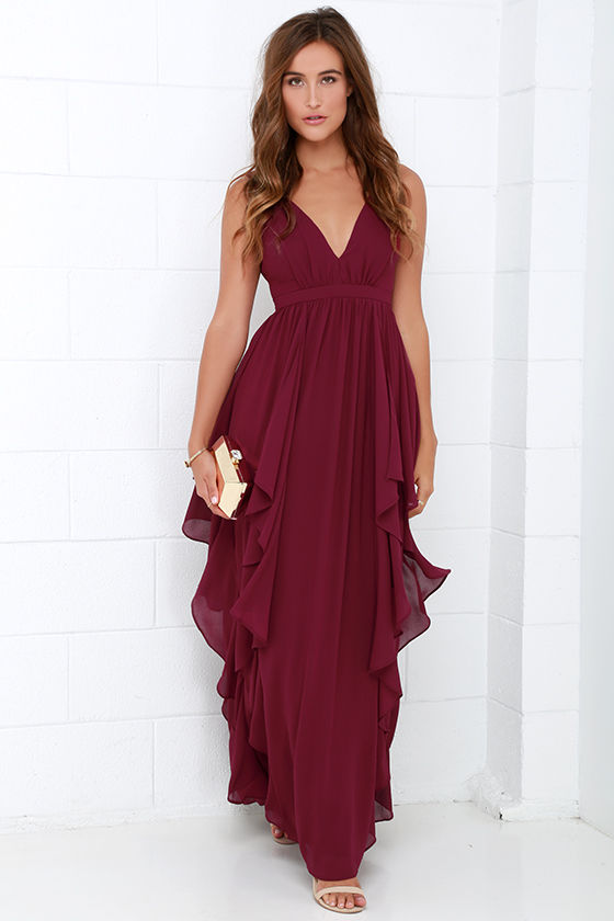 Beautiful Burgundy Maxi Dress - Prom Dress - Bridesmaid Dress - $32.32