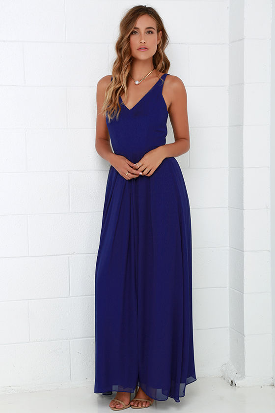 Royal Blue Gown - Sleeveless Dress - Maxi Dress - $104.00