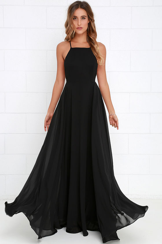 Beautiful Black Dress - Maxi Dress - Backless Maxi Dress - $64.00