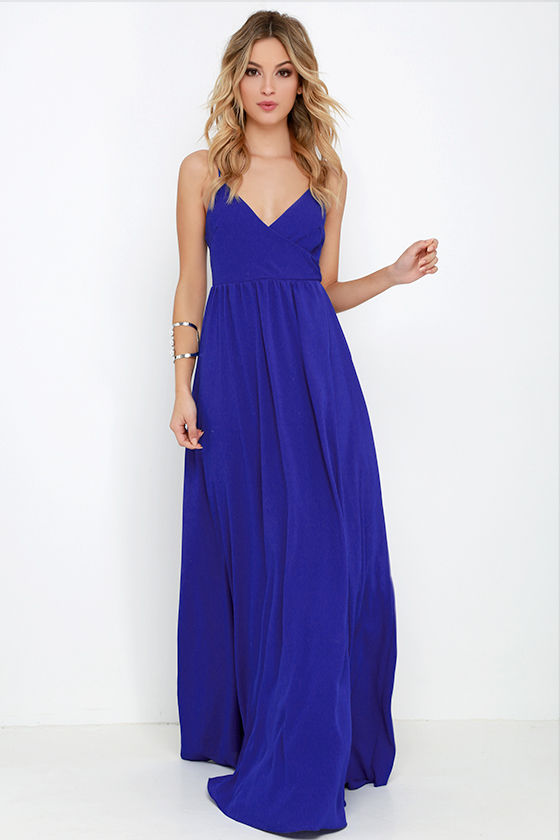 Lovely Royal Blue Dress - Maxi Dress - Sleeveless Maxi - $84.00