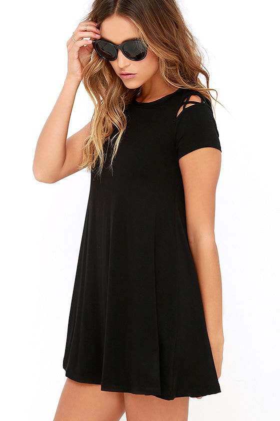 Cute Black Dress - Swing Dress - Cutout Dress - LBD - $42.00