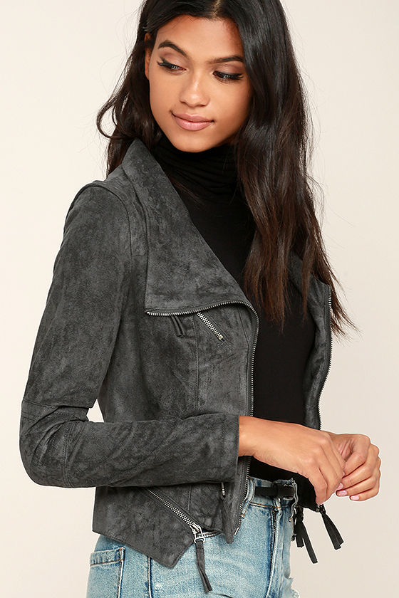 Ready For Anything Charcoal Grey Suede Moto Jacket 3