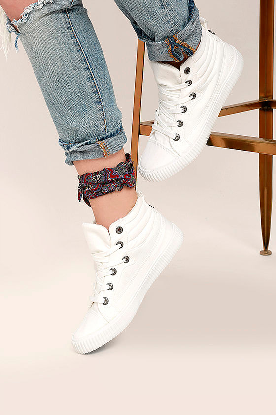 Download Blowfish Crawler - White Canvas Sneakers - High Top ...