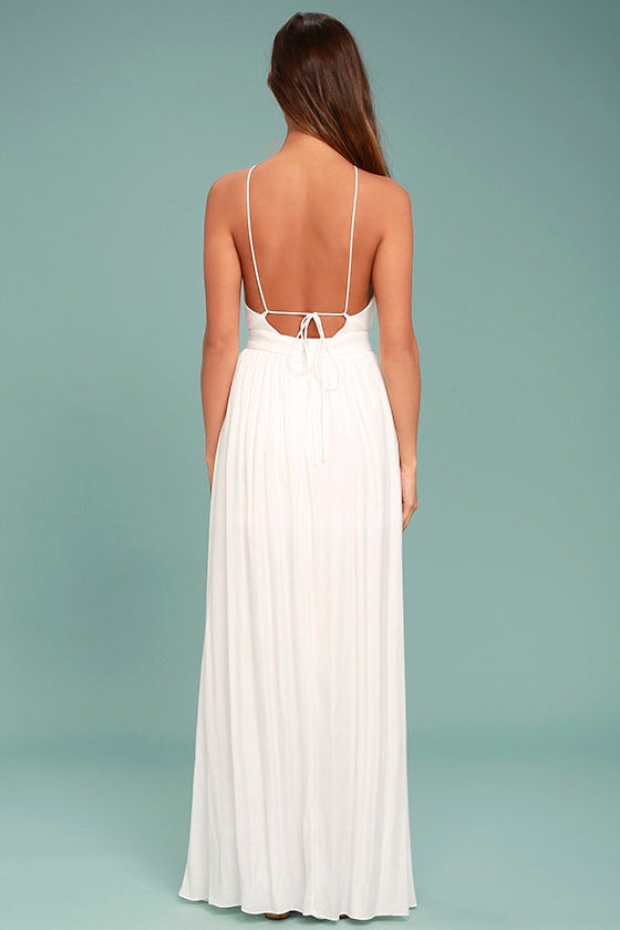 Lovely White Dress - Maxi Dress - Halter Dress - $94.00