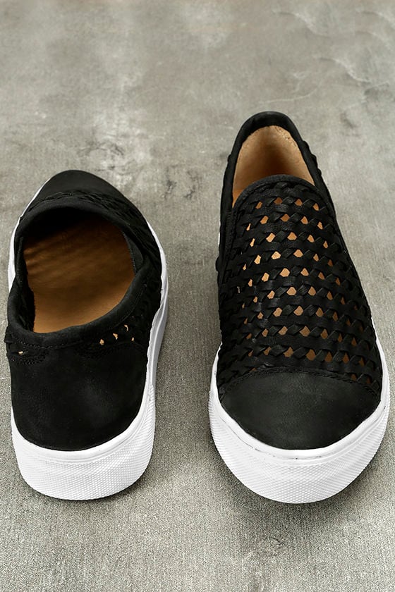 Seychelles Latest Black Sneakers - Leather Slip-On Sneakers - Woven ...