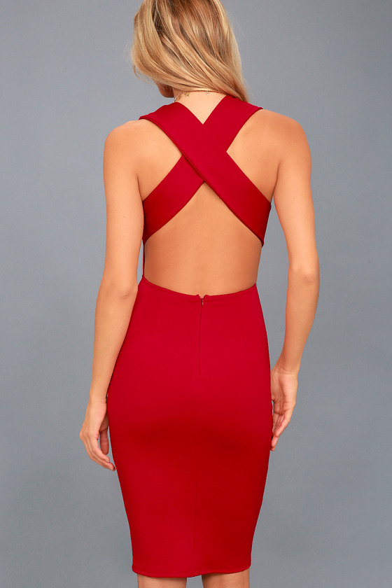 bodycon midi dress with open back style