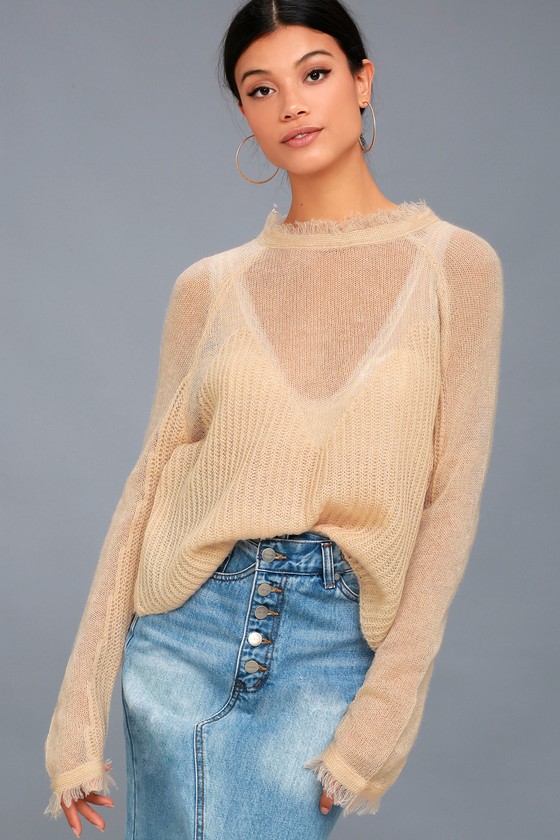 Moon River Knit Sweater - Blush Sweater - Sheer Knit Sweater