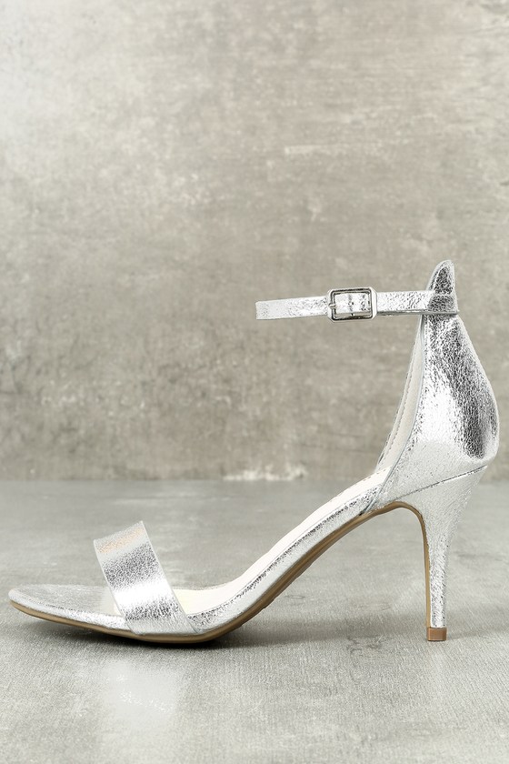 Lilith Silver Ankle Strap Heels $31 