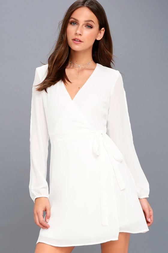 Cute White Wrap Dress - Cold Shoulder Dress - LWD
 